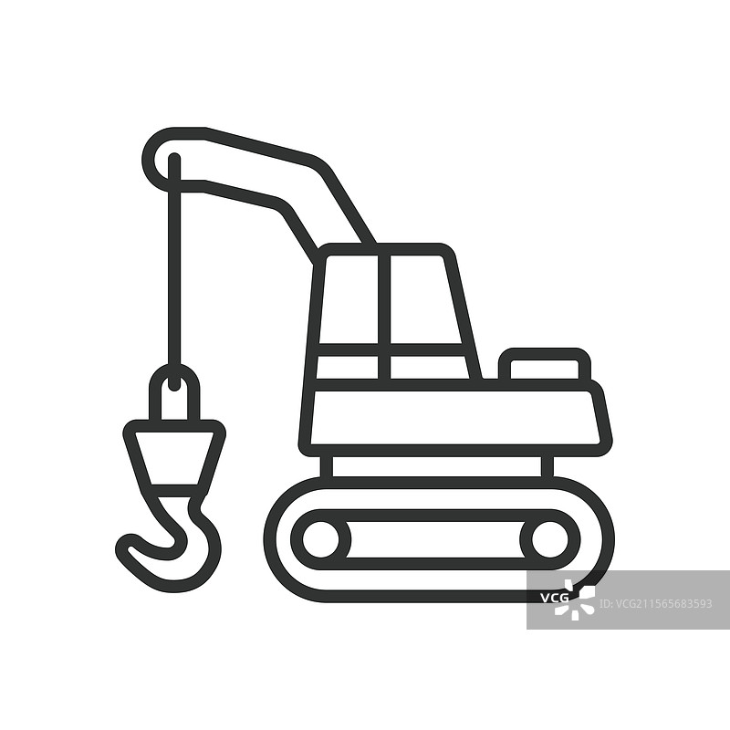 起重机卡车图标，线条设计的起重机卡车图片素材