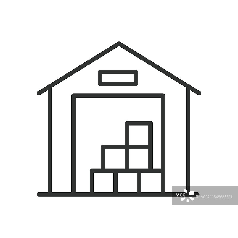 仓库图标，线条设计，仓储存储图片素材