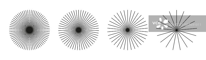 一组日晕元素的放射状条纹光束图片素材