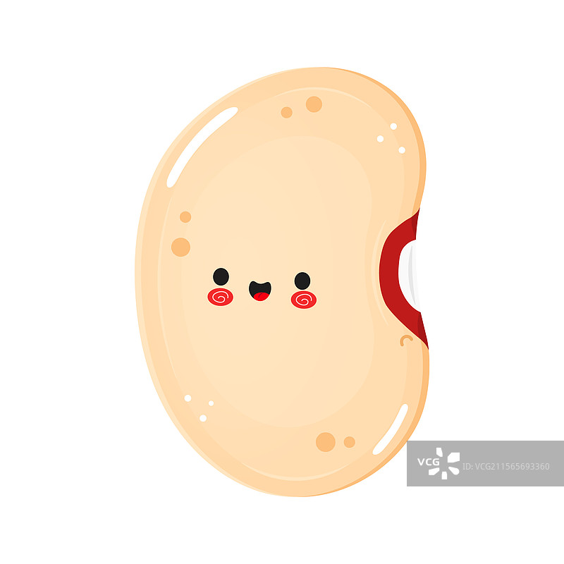 愉快微笑的红 kidney bean 角色散发光芒图片素材