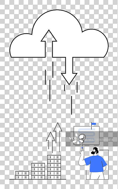 云计算与上传和下载箭头图片素材