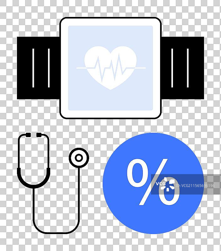 带有听诊器的心率监测智能手表图片素材