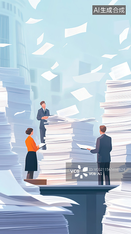 【AI数字艺术】律师们在世界知识产权日为客户讲解堆积如山的知识产权法规图片素材