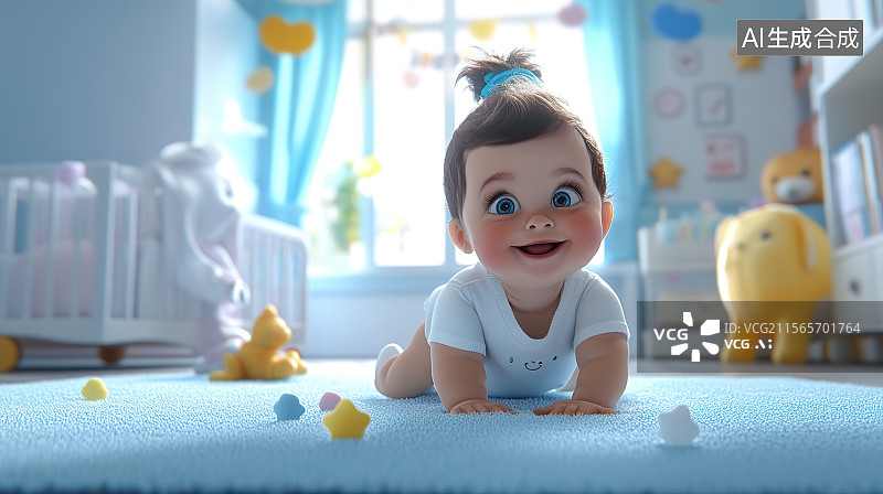 【AI数字艺术】购物节618双十一商场母婴专区可爱卡通婴儿服装玩具奶粉等用品促销图片素材