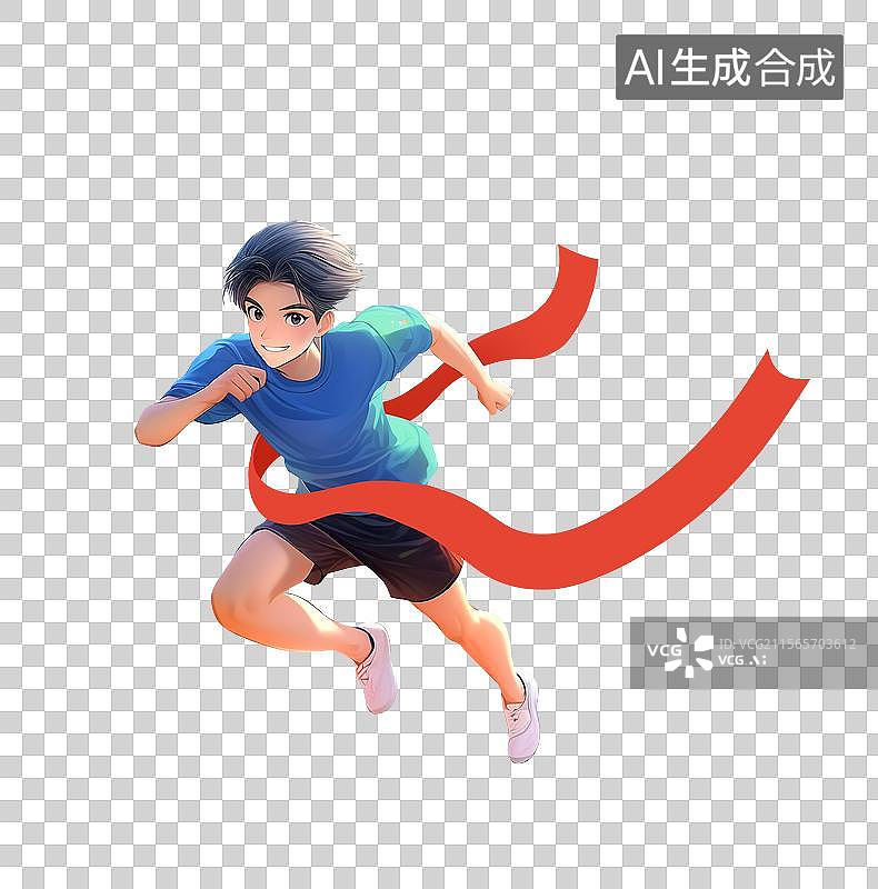 【AI数字艺术】向前奔跑的男生插画图片素材