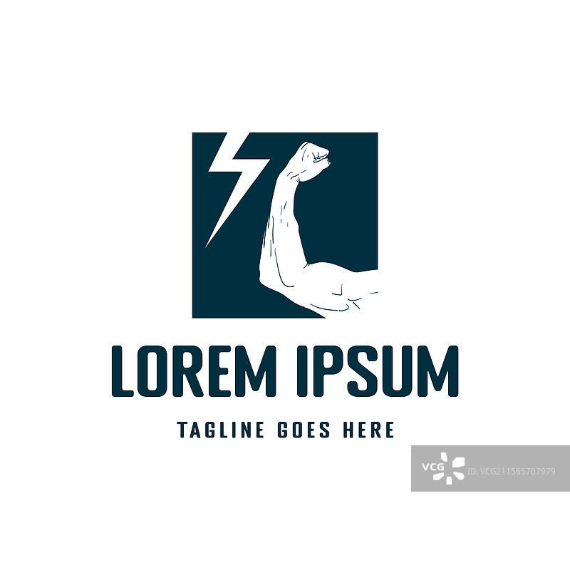 强壮的肌肉手臂与闪电图案图片素材