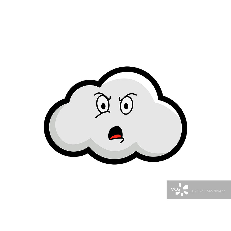 愤怒的卡通云脸剪贴画图片素材