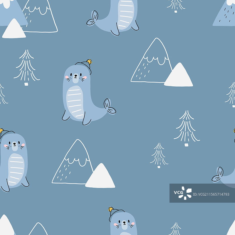 无缝海豹图案图片素材