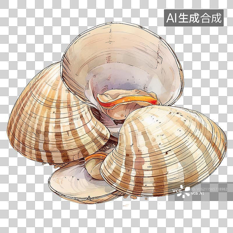 【AI数字艺术】手绘纹理蛤蜊图片素材