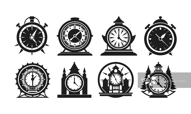 复古钟表剪影图片素材