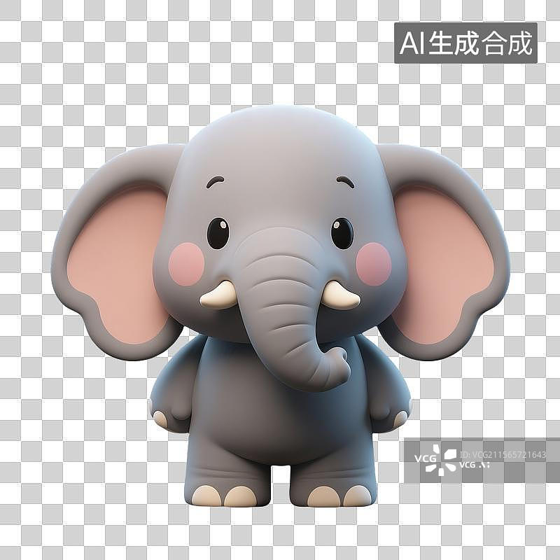 【AI数字艺术】3D建模的无其他元素卡通迷你大象插画图片素材