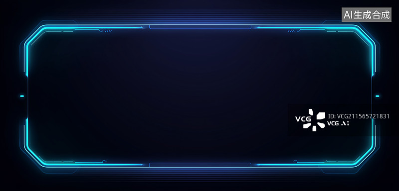 【AI数字艺术】科技发光边框背景图图片素材