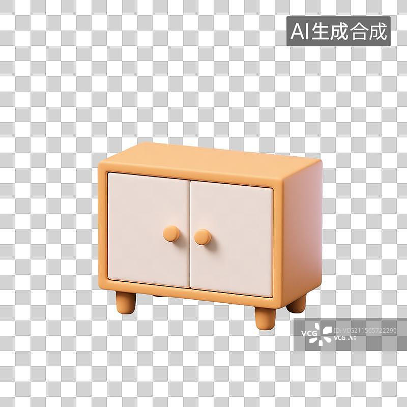 【AI数字艺术】3D建模的无其他元素卡通迷你地柜插画图片素材