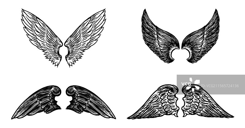 四对不同的手绘图案图片素材