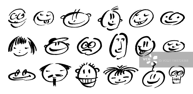 人脸涂鸦手绘情感图片素材