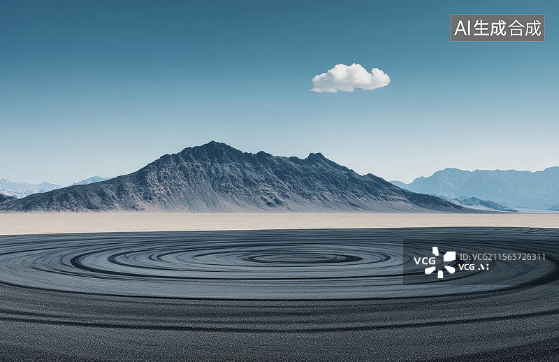 【AI数字艺术】沙漠中的涟漪与山脉图片素材