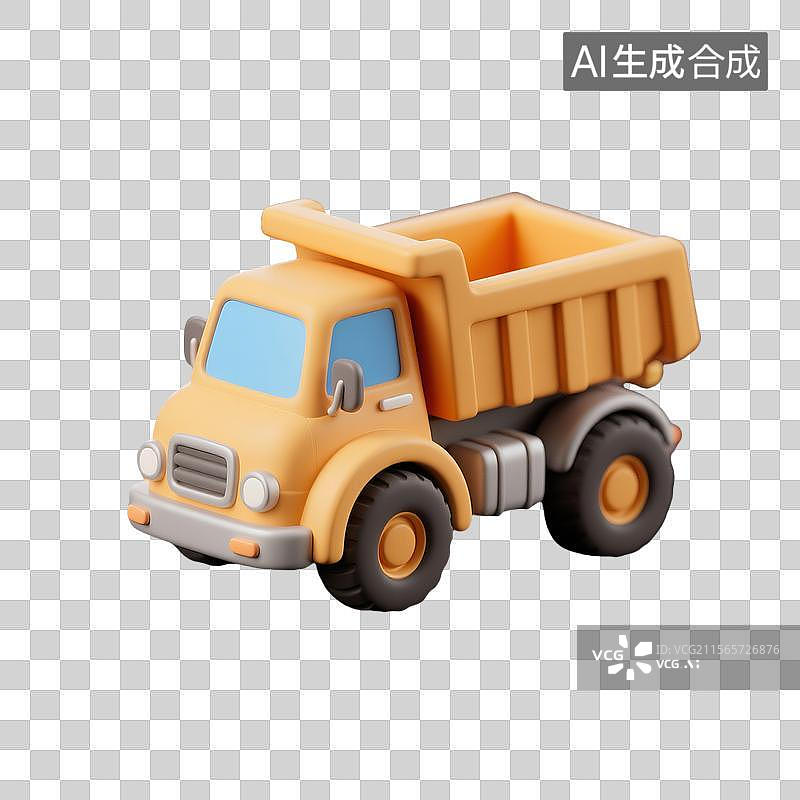 【AI数字艺术】3D建模无其他元素卡通迷你翻斗车插画图片素材