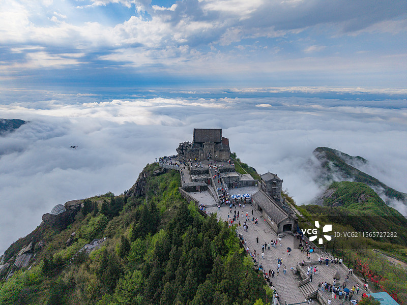 南岳衡山祝融峰云海航拍图片素材
