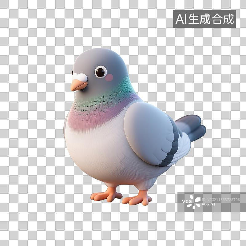 【AI数字艺术】3D建模无其他元素迷你信鸽卡通插画图片素材