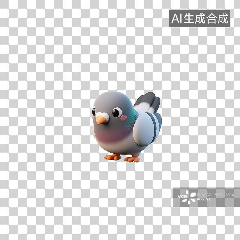 【AI数字艺术】3D建模无其他元素迷你信鸽卡通插画图片素材