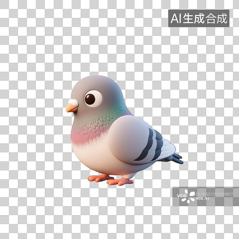 【AI数字艺术】3D建模无其他元素迷你信鸽卡通插画图片素材