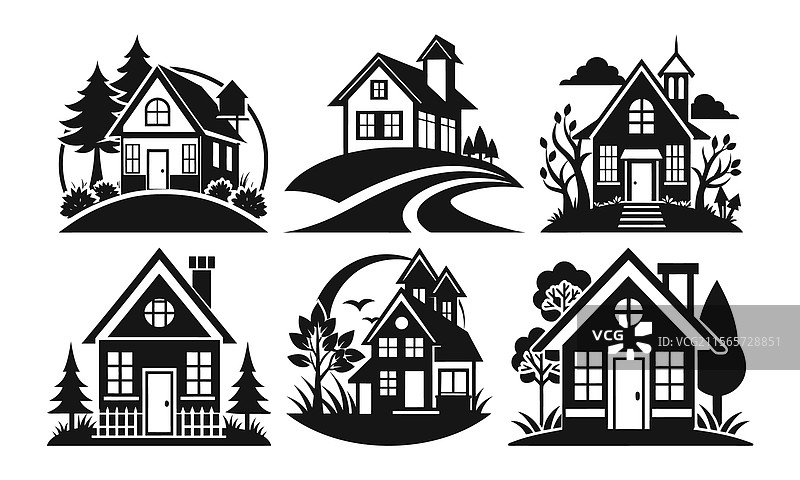 房屋剪影图片素材