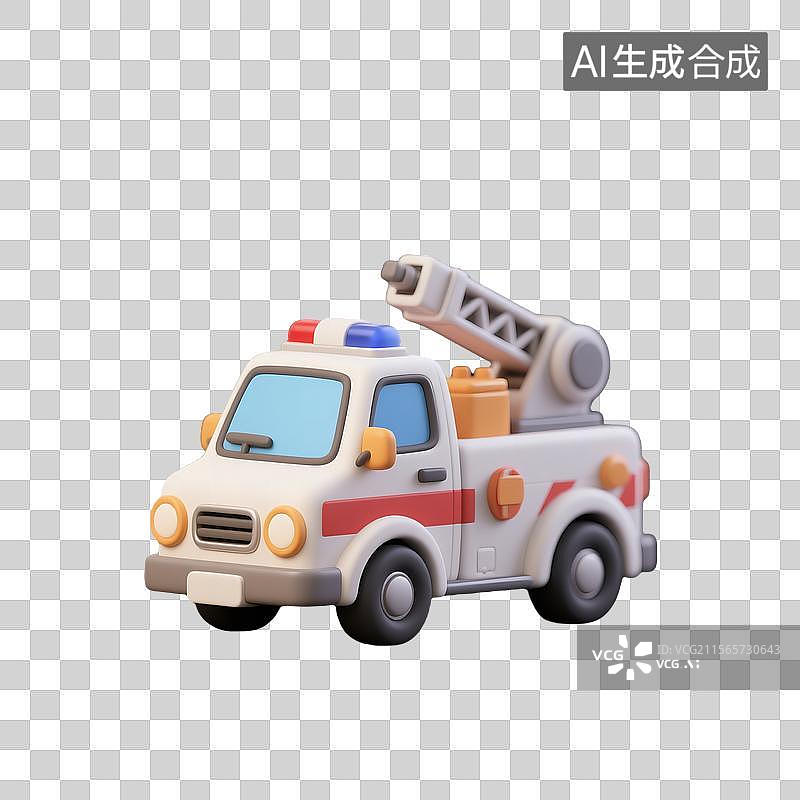【AI数字艺术】3D建模无其他元素卡通迷你救援车插画图片素材