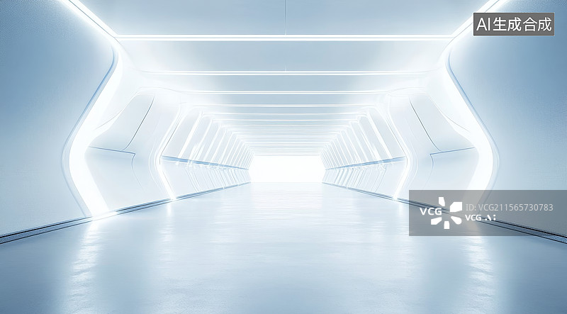 【AI数字艺术】未来主义的空旷走廊图片素材