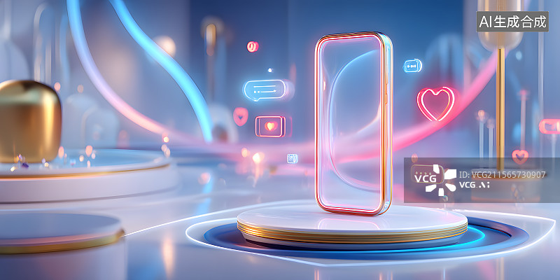 【AI数字艺术】数字科技展台图片素材