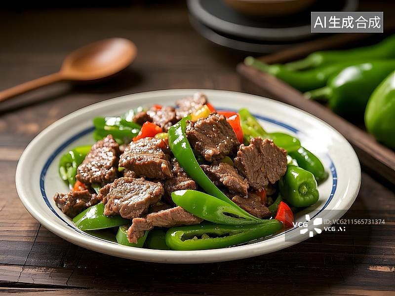 【AI数字艺术】青椒炒牛肉图片素材