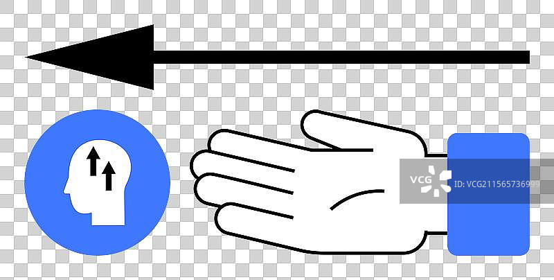 带箭头和头部符号的手伸出图标图片素材