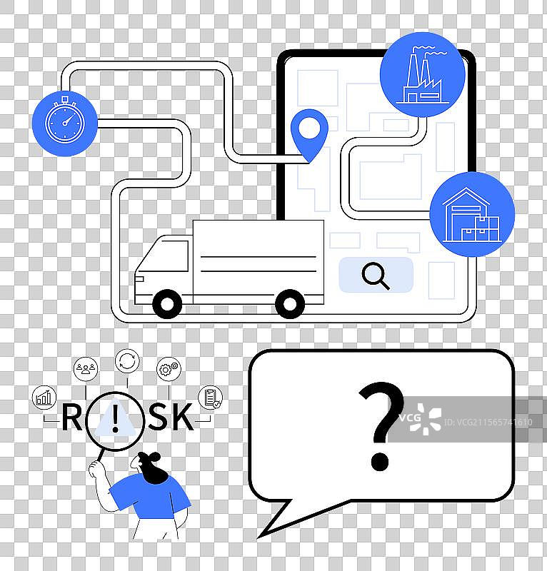 供应链风险评估，重点关注运输路线图片素材