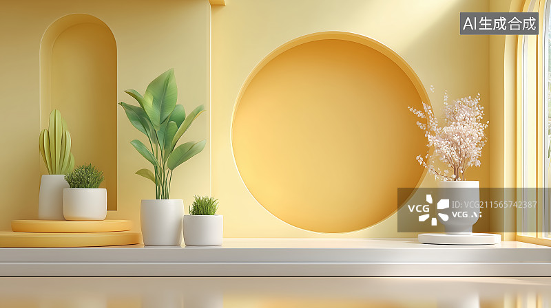 【AI数字艺术】现代室内植物装饰图片素材