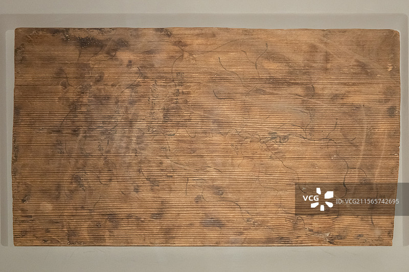 中国美术馆-天水放马滩木板地图秦朝26x17.3x1cm甘肃简牍博物馆藏品图片素材