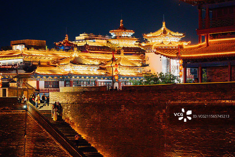 历史建筑 夜景 鼓楼 城墙 宫殿 长安的荔枝 文物图片素材