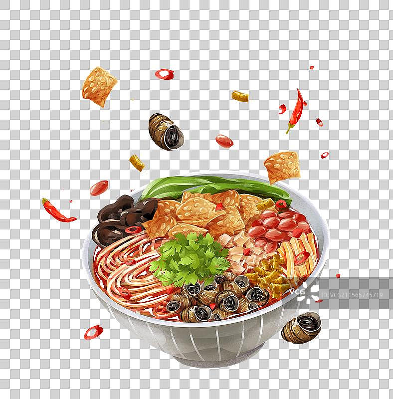 广西柳州特色小吃酸笋螺蛳粉插画图片素材