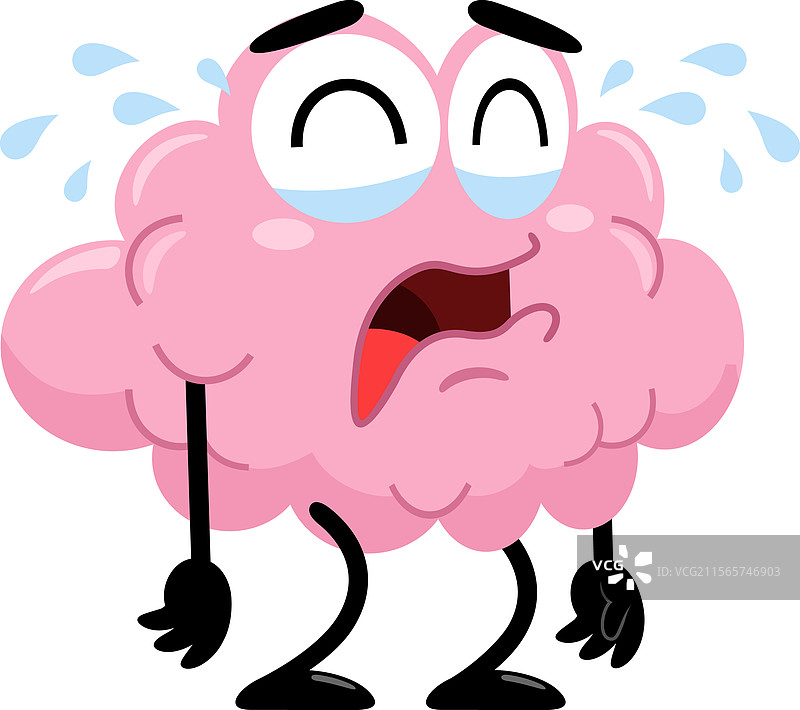 悲伤的卡通角色大脑在流泪图片素材