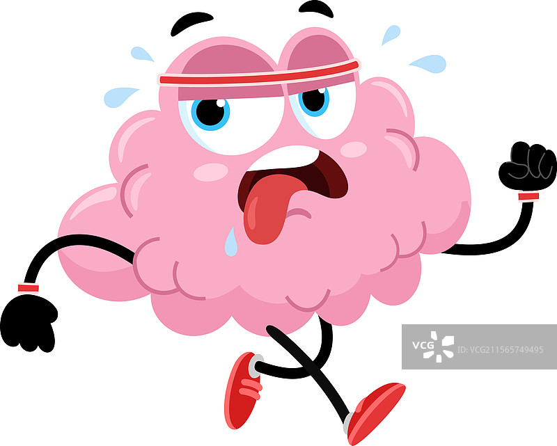 搞笑的大脑卡通角色在慢跑图片素材