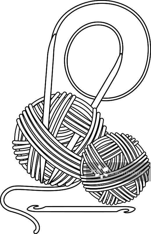 圆形针和毛线球图片素材