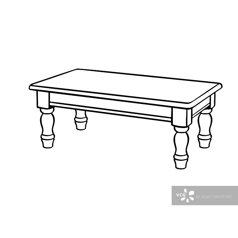 黑色单色咖啡桌轮廓图片素材