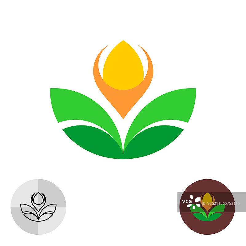 农业符号与绿色植物叶子图片素材