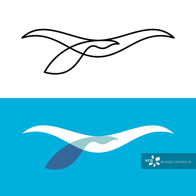 优雅线条风格的大型飞鸟logo图片素材