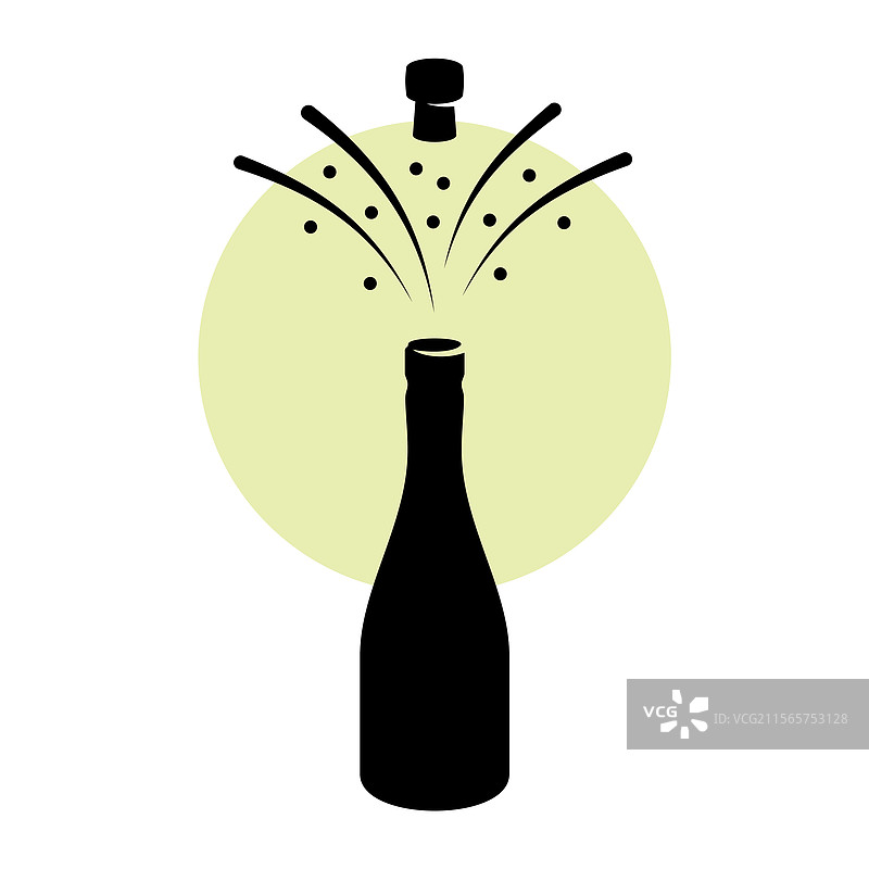 香槟瓶打开，瓶塞飞起图片素材