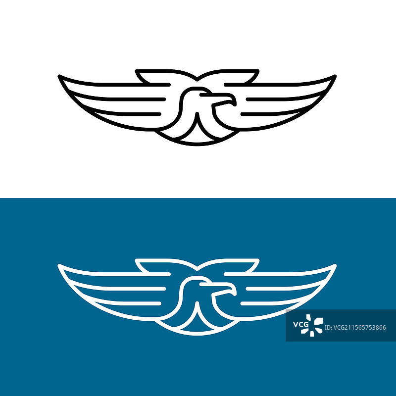 飞翔的鹰正面视图风格化线条标志图片素材