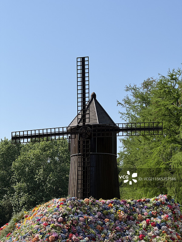 公园里的荷兰风车图片素材