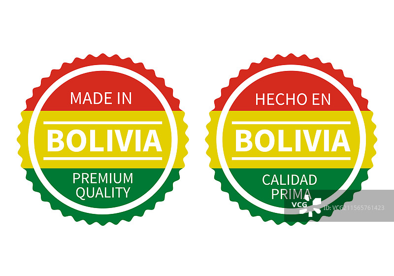 在玻利维亚制造的圆形标签（英文和中文）图片素材