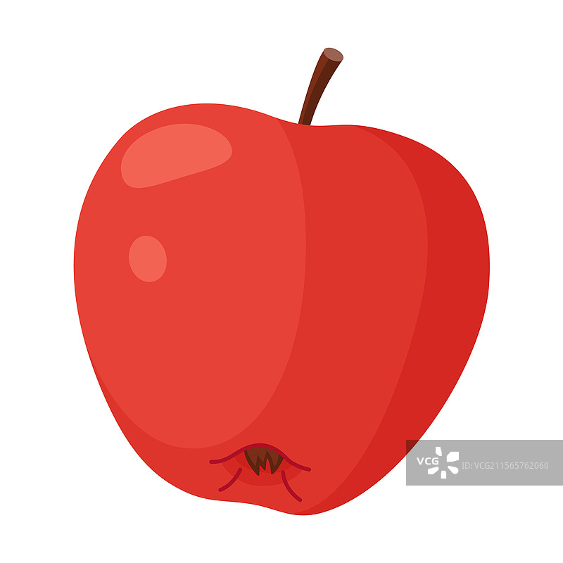 红色成熟的苹果，新鲜的花园水果，手绘风格图片素材