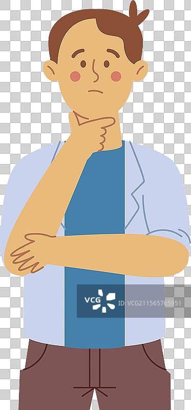 思考的人，手托下巴，表现出深思的姿态图片素材