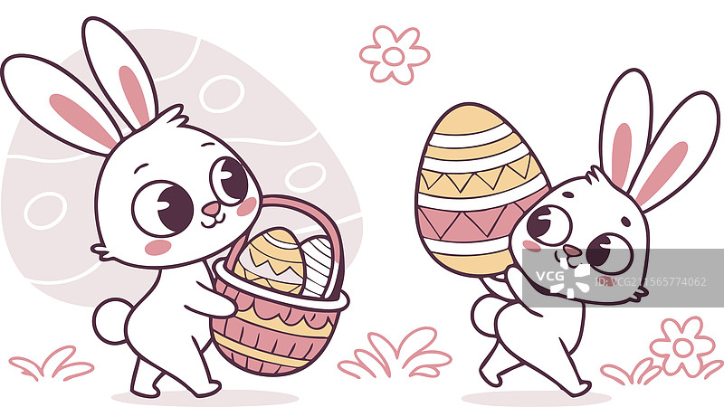 复活节节日兔子和春天的彩蛋图片素材