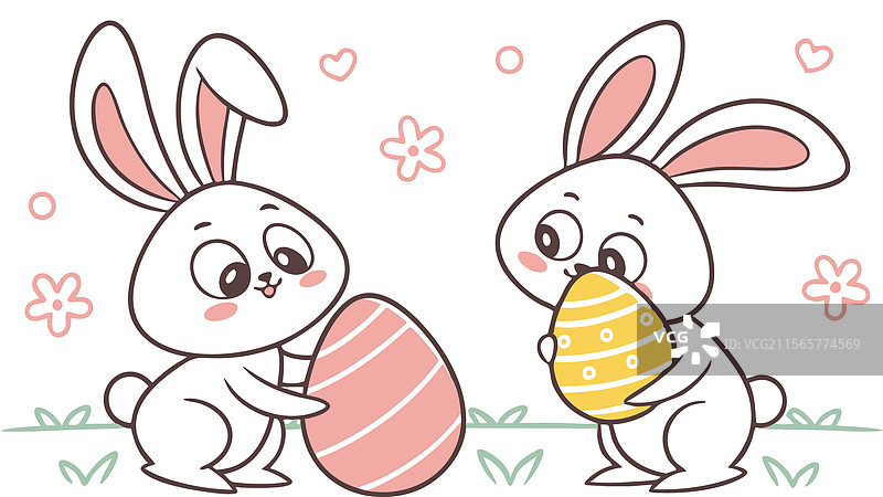 复活节节日兔子和春天的彩蛋图片素材